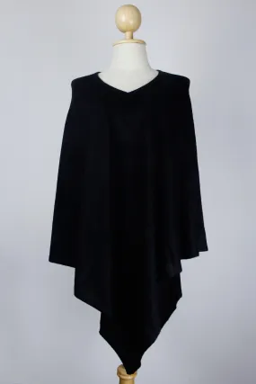 100% Cashmere Black Poncho For Women