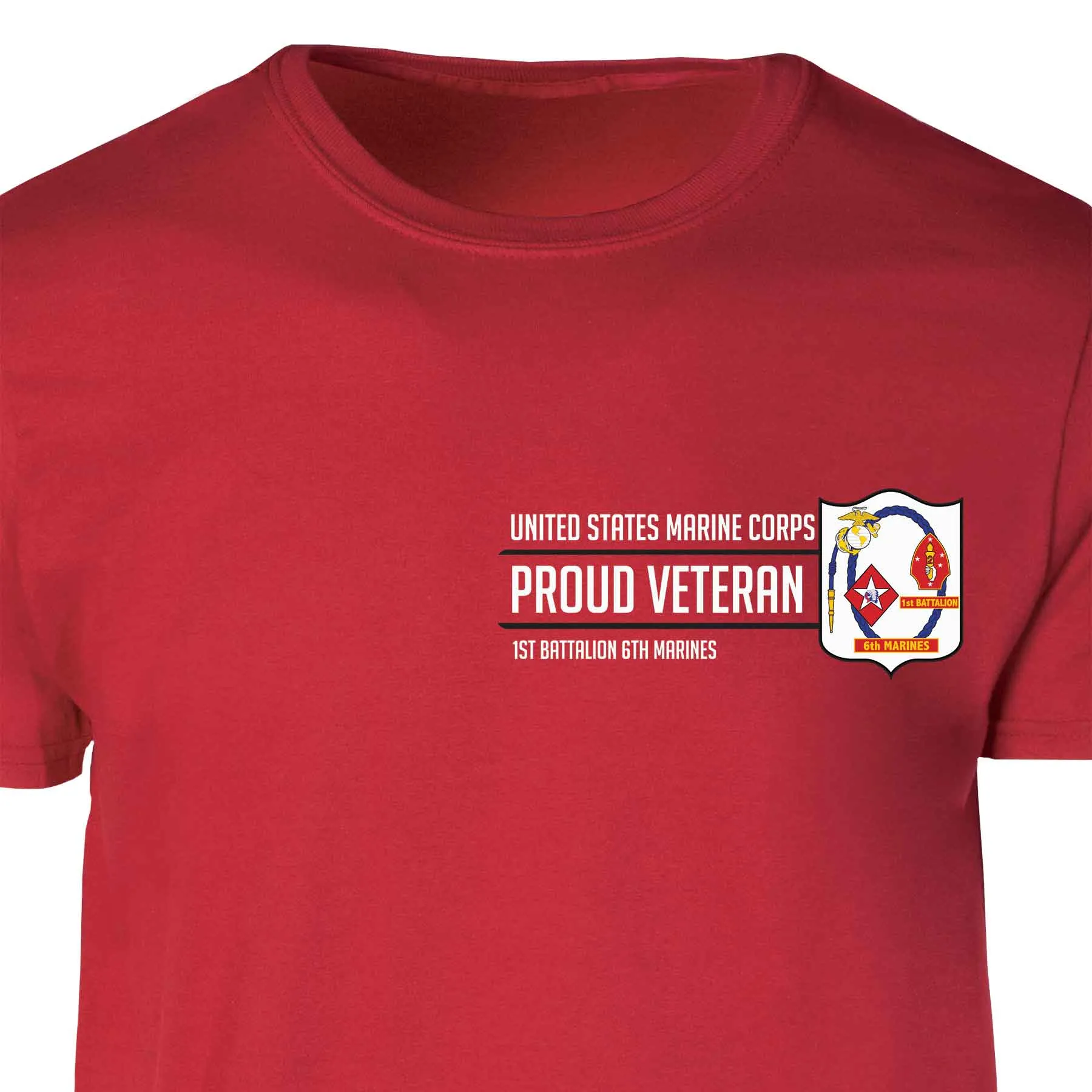 1st Battalion 6th Marines Proud Veteran Patch Graphic T-shirt