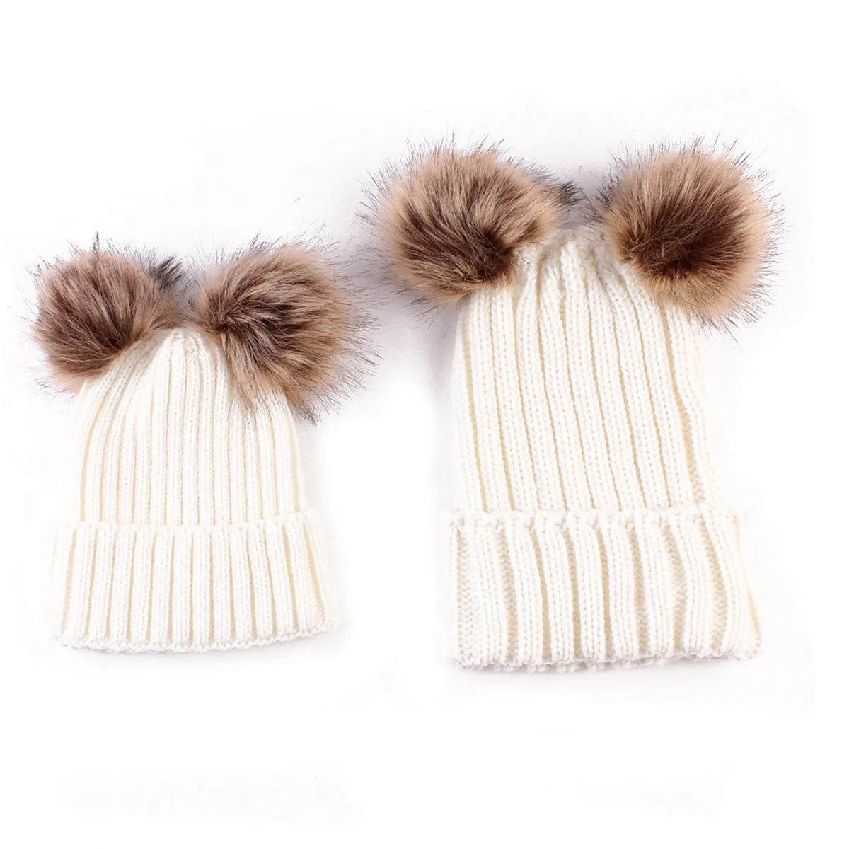 2 PCS Set Baby Hat Girls Boys Winter Knitted