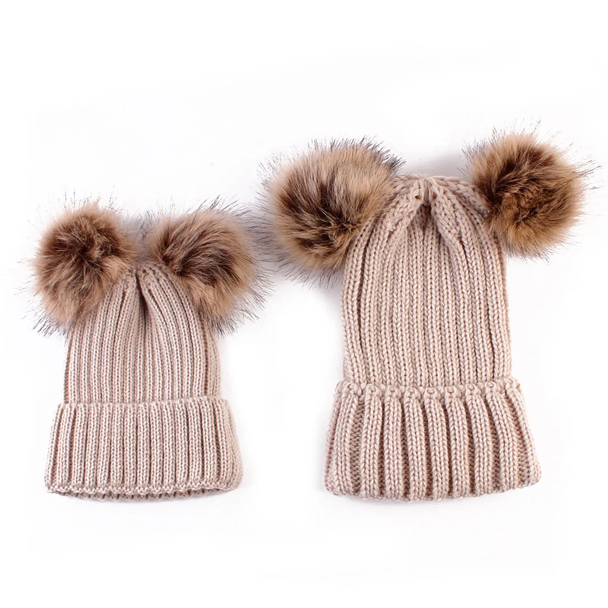 2 PCS Set Baby Hat Girls Boys Winter Knitted