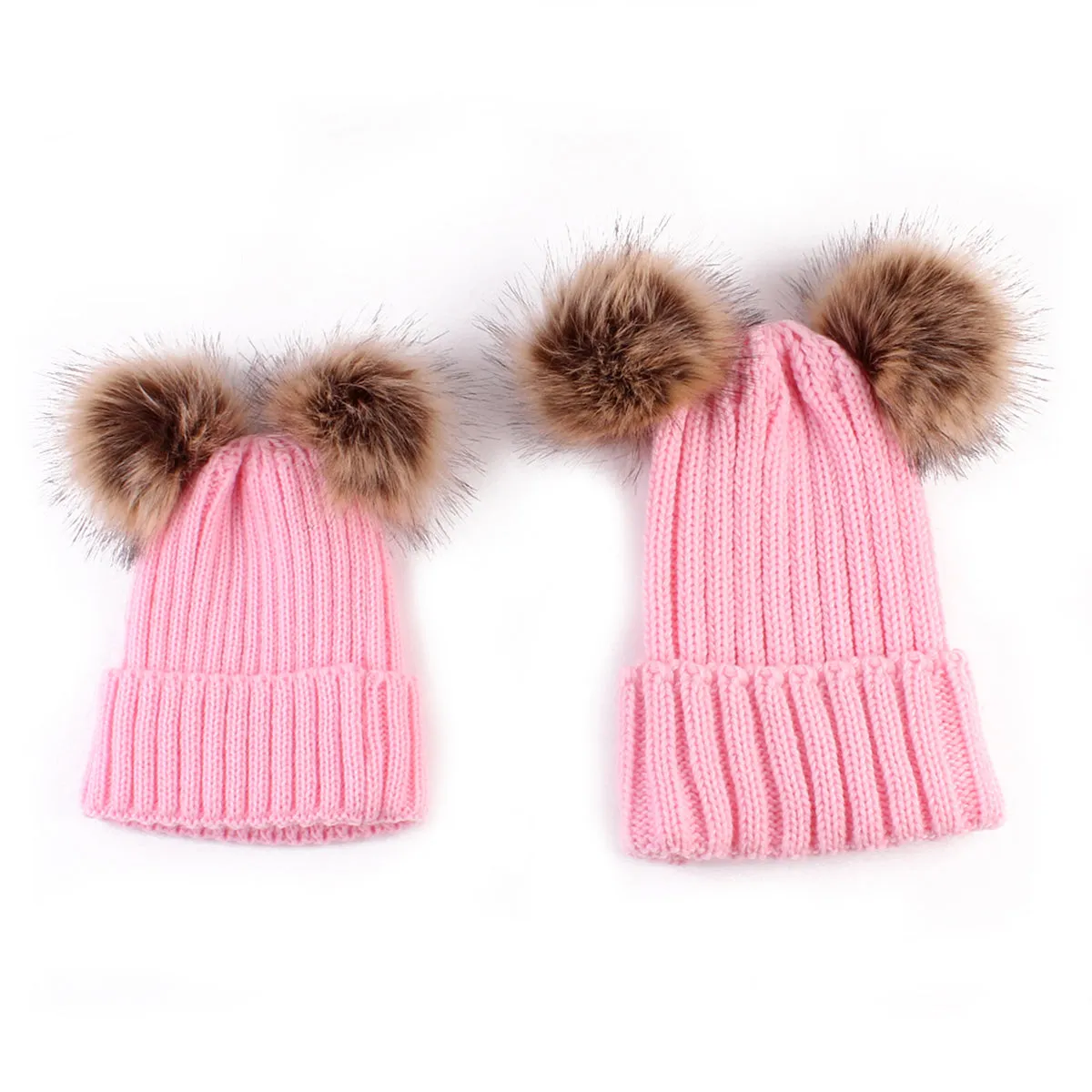 2 PCS Set Baby Hat Girls Boys Winter Knitted