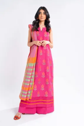 3 Pc Dyed Jacquard Suit With Yarn Dyed Dupatta