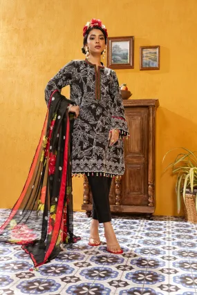 3 Pc Printed Light Cambric Shirt With Printed Silk Dupatta