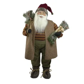 36" Brown Standing Santa Claus Christmas Figurine