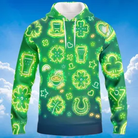 3D All Over Print Light Glitter Shamrock Drink Beer Hat Shirt, Happy St Patrick's Day Shirt