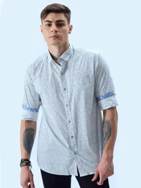 Abstract Geometric Pattern Digital Printed Shirt Men's Plus Size