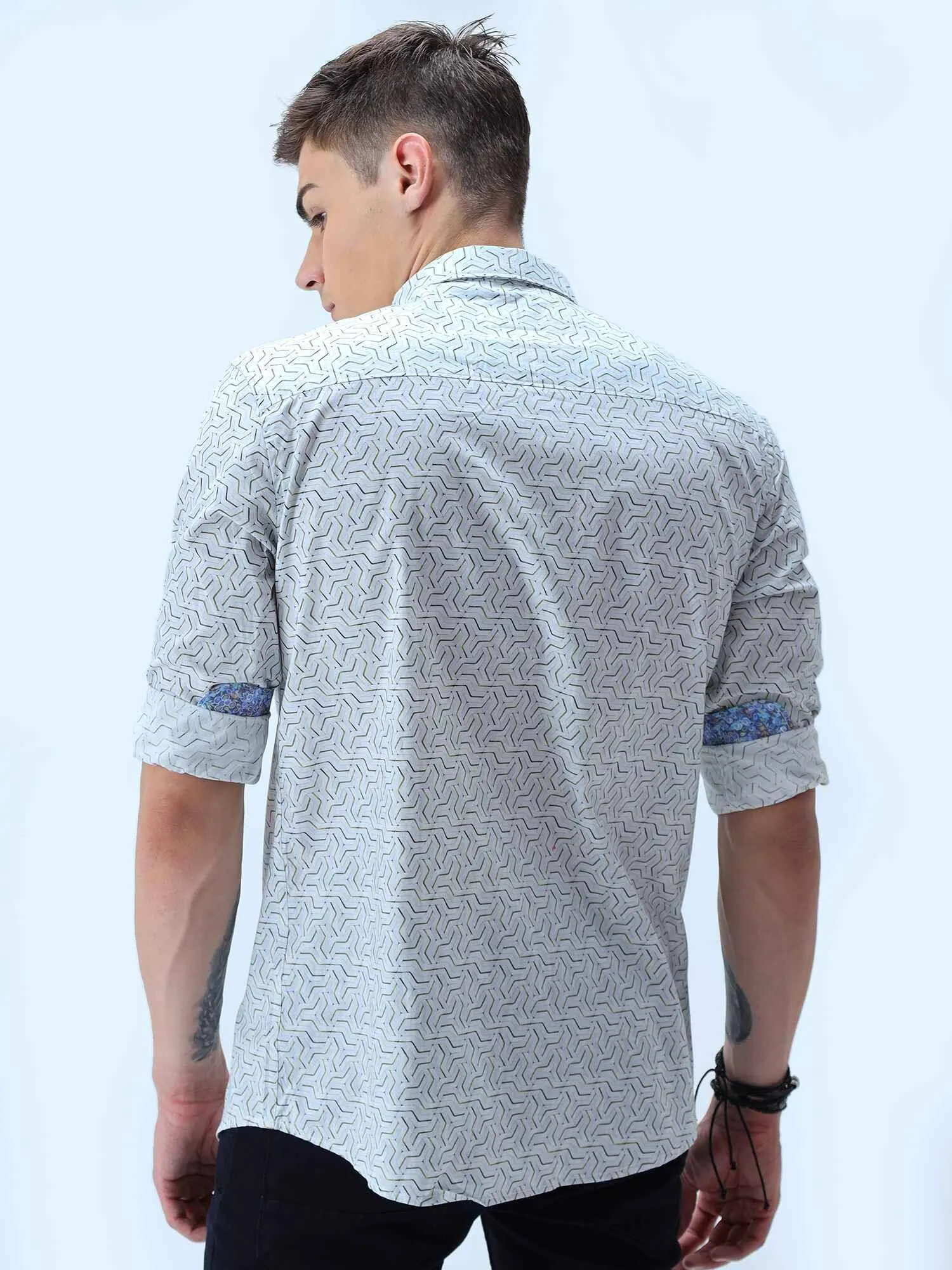 Abstract Geometric Pattern Digital Printed Shirt Men's Plus Size