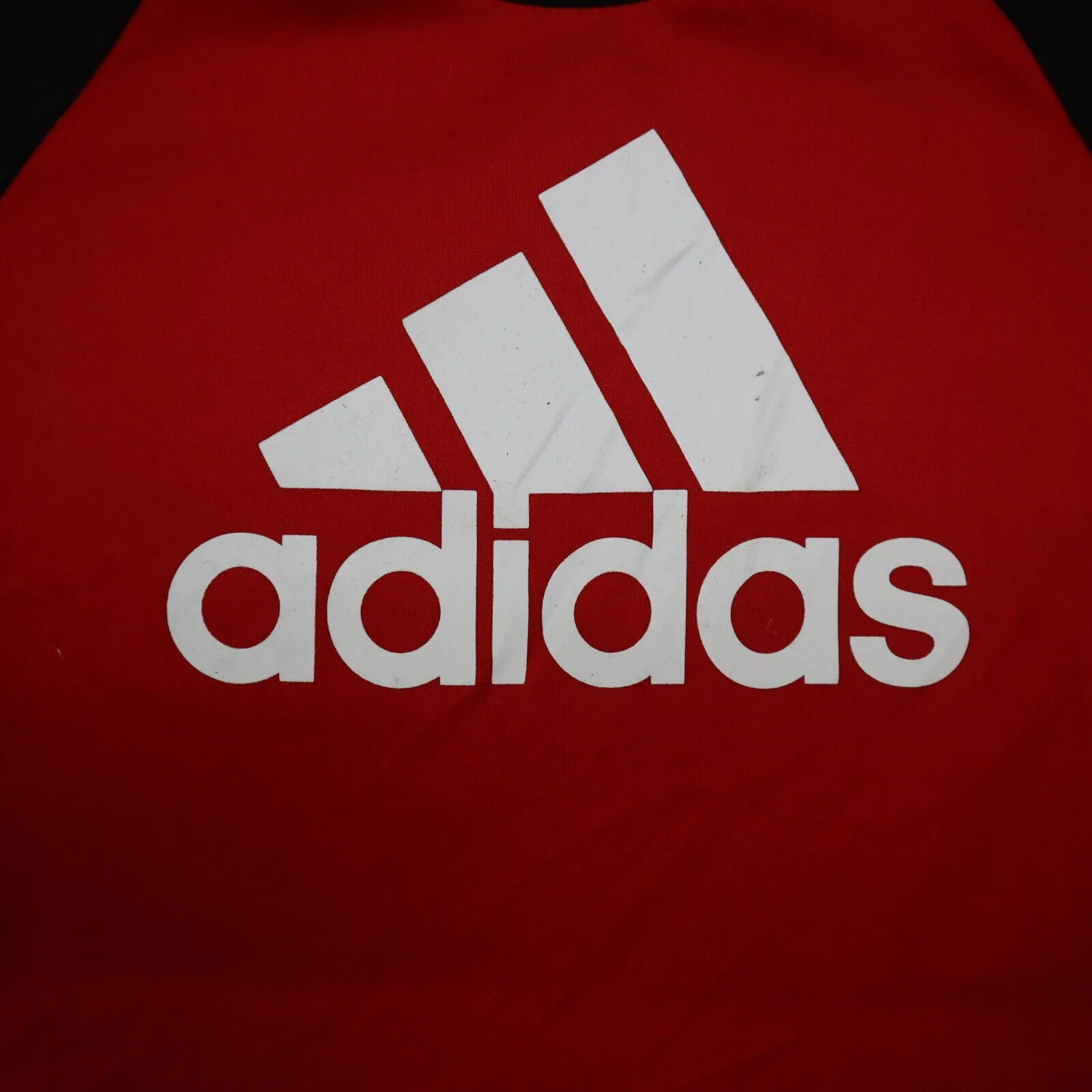 Adidas T Shirt Boys Size 4 Red Black Solid Short Sleeve Round Neck Graphic Tee