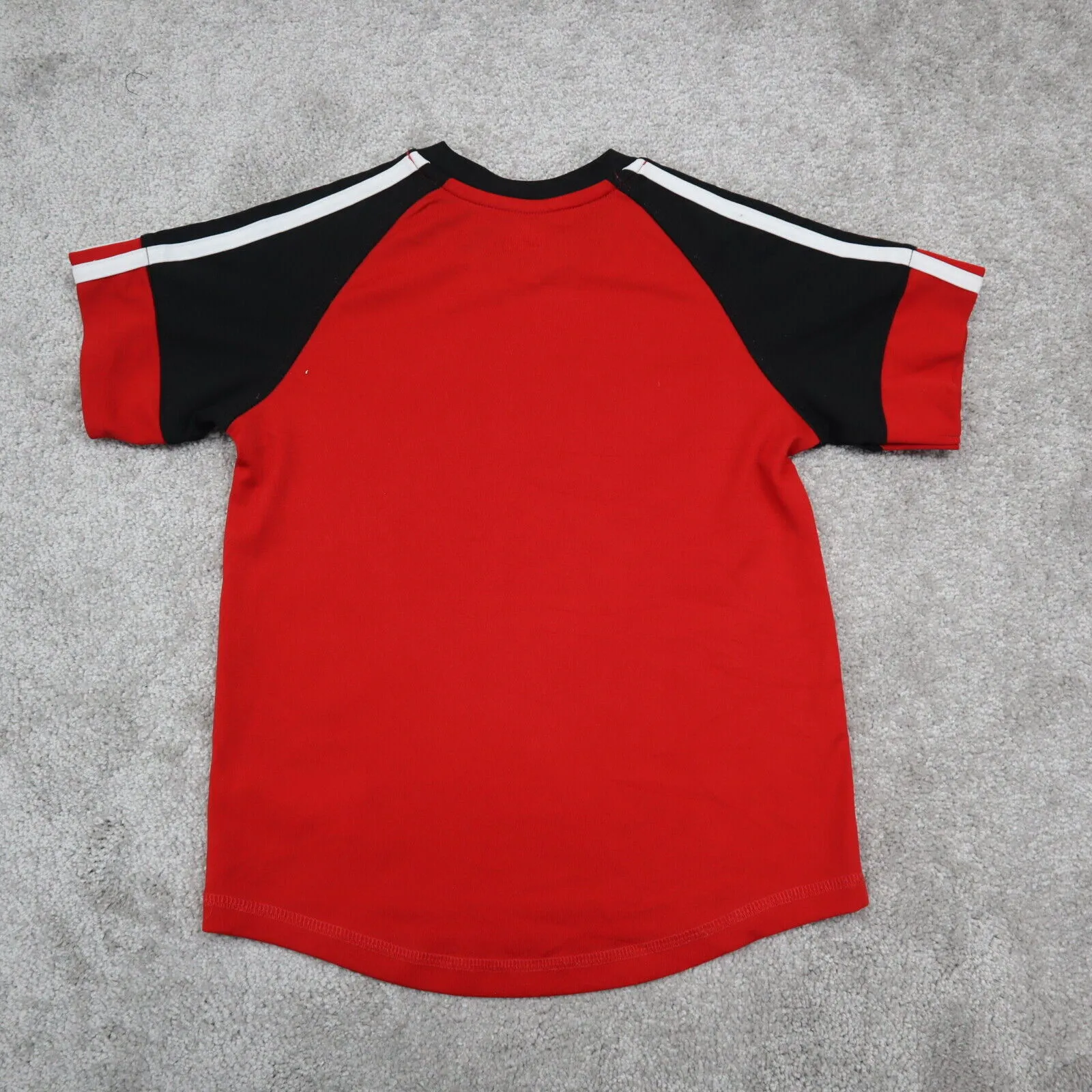 Adidas T Shirt Boys Size 4 Red Black Solid Short Sleeve Round Neck Graphic Tee