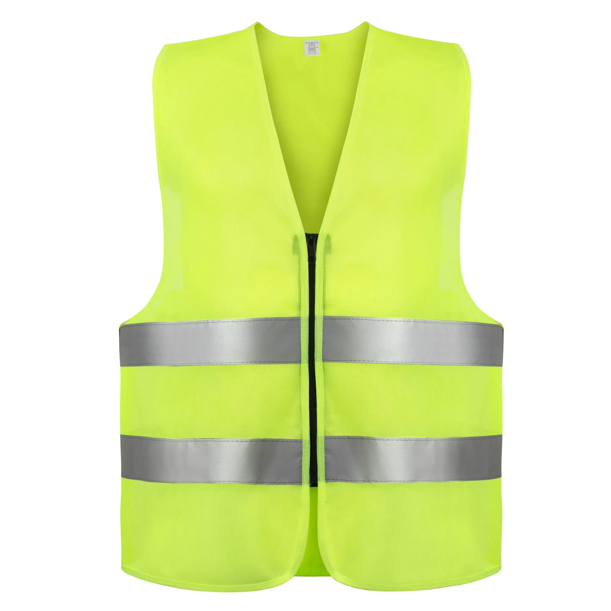 Adult Zippered High Visibility Safety Vest With Reflective Strips