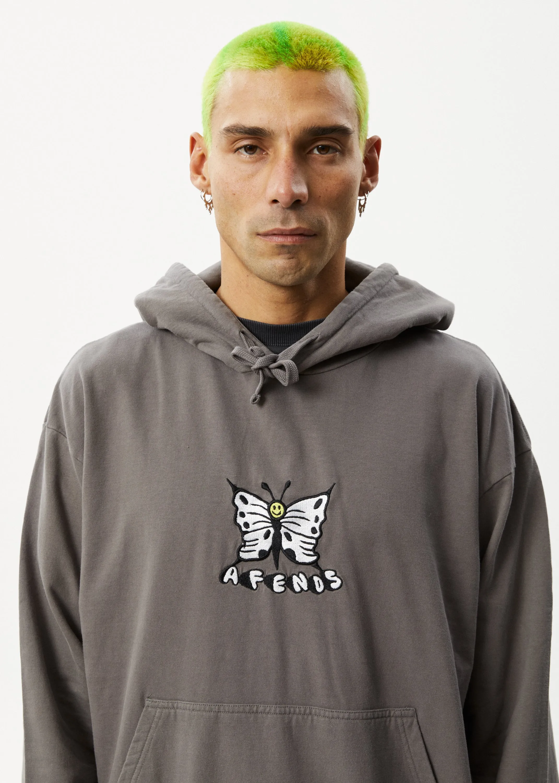 AFENDS Mens Fly Free - Graphic Hoodie - Steel