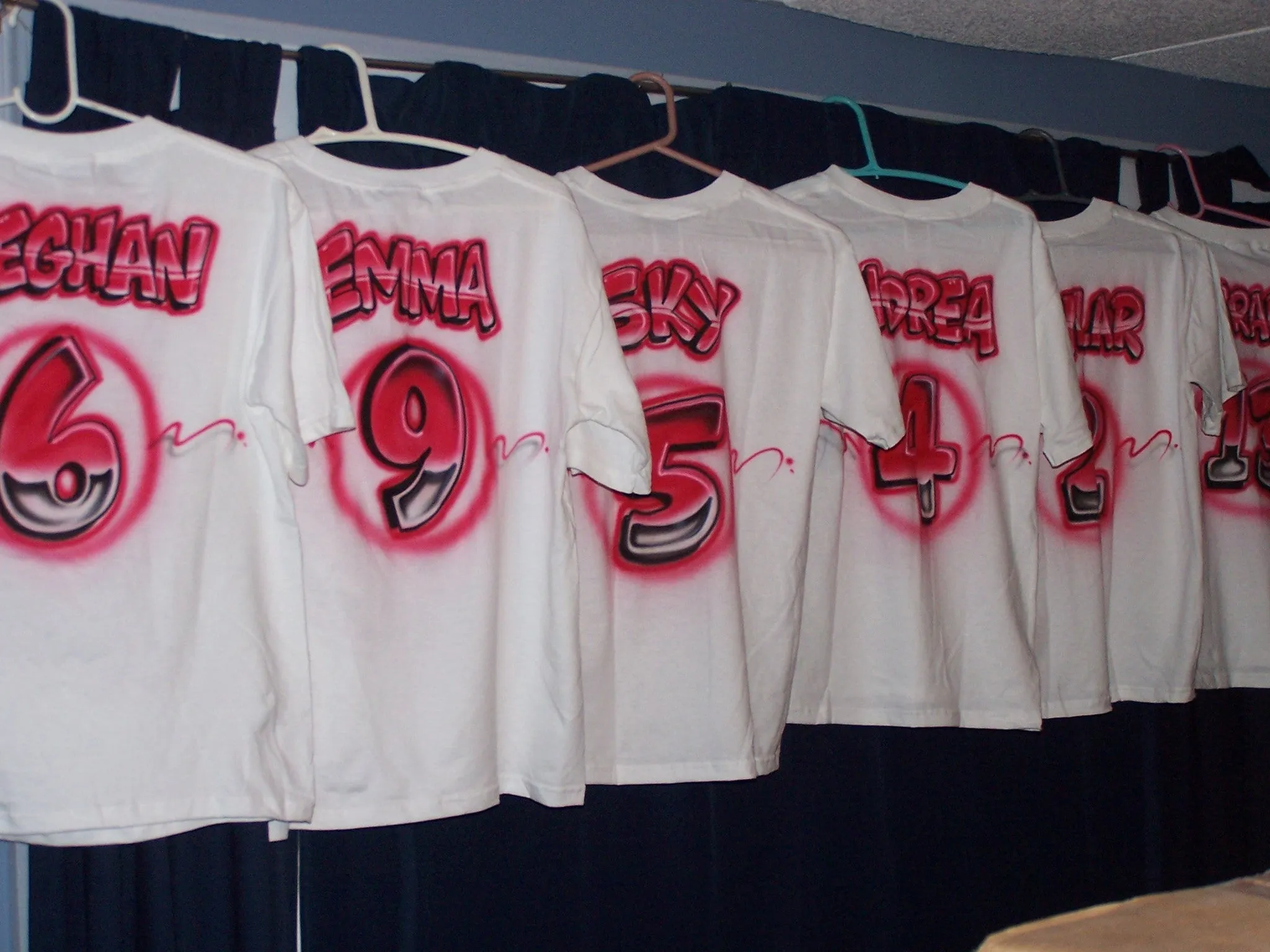 Airbrushed Baseball Team Shirt Front & Back Design with Name/ #