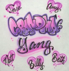 Airbrushed Mom Nana or Grandma's Gang Family Shirt With Names