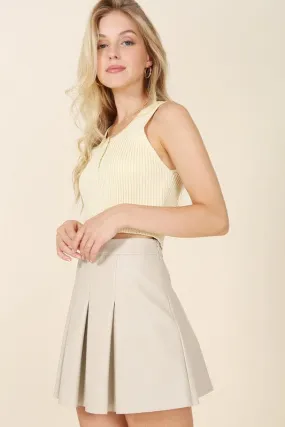 Alexis Pleated Vegan Leather Mini Skirt