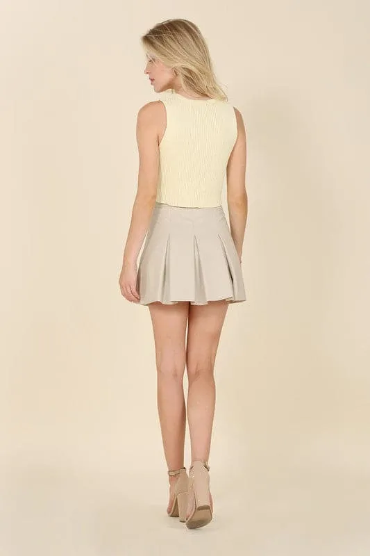 Alexis Pleated Vegan Leather Mini Skirt