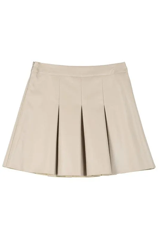 Alexis Pleated Vegan Leather Mini Skirt