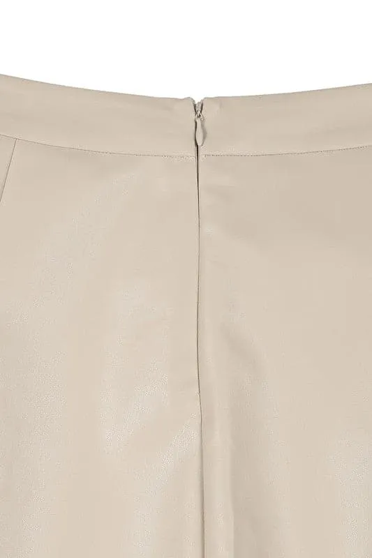 Alexis Pleated Vegan Leather Mini Skirt