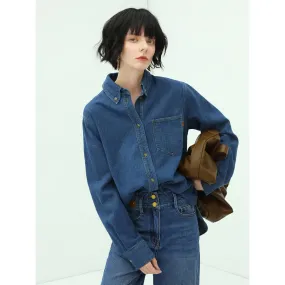 American Classic Buttoned Long Sleeve Blue Denim Shirt