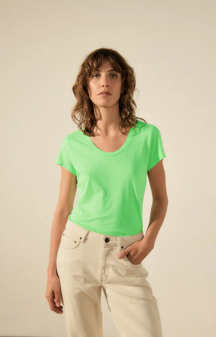 American Vintage U Collar Jacksonville Short Sleeve Tee in Apple Green