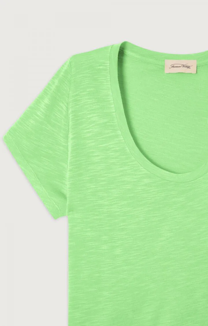 American Vintage U Collar Jacksonville Short Sleeve Tee in Apple Green