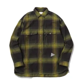 And Wander Thermonel Check Shirt Khaki