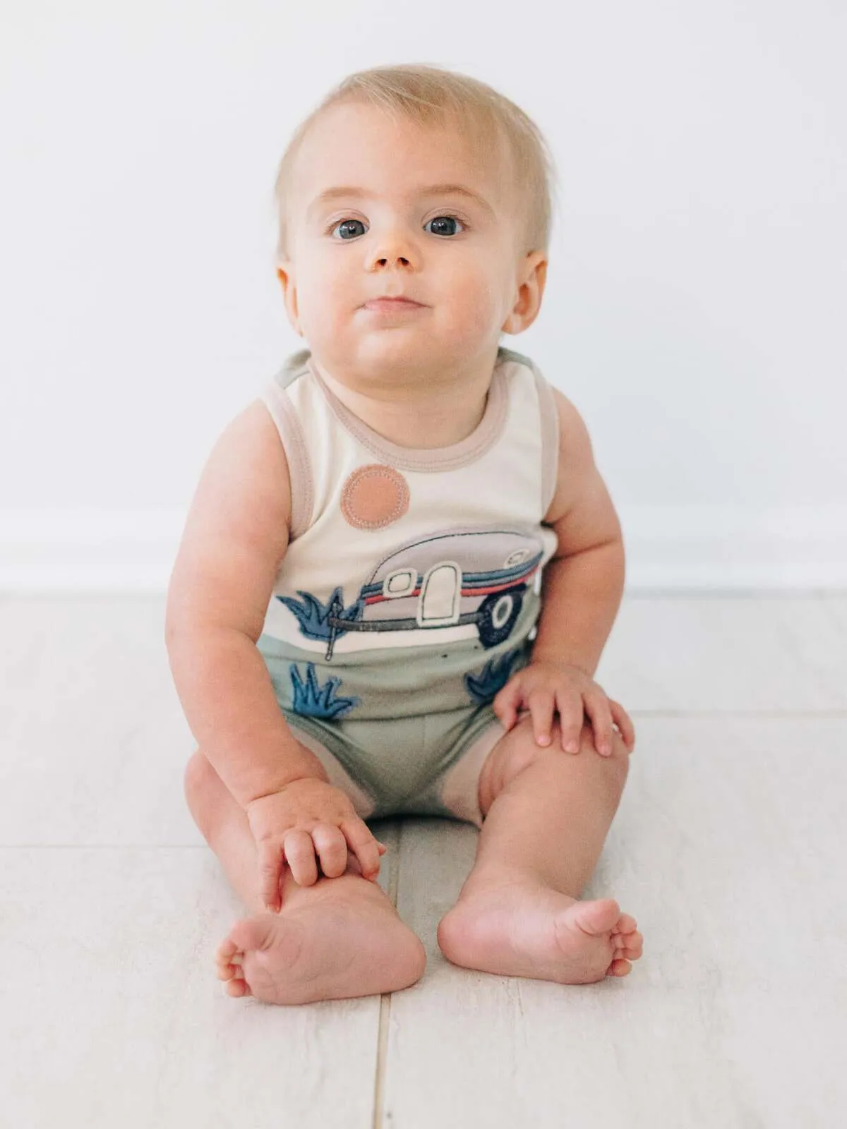 Applique Tank & Bike Short Set, Seafoam Camper