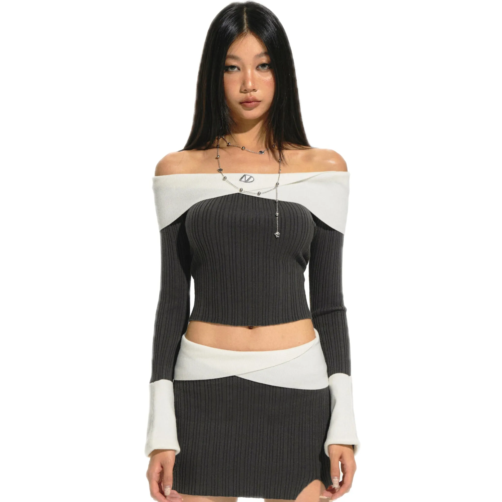 Assorted Colors Set Black Knit Top