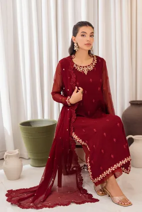 Azure Ensembles Luxury Chiffon Formals – Wine Scarlet