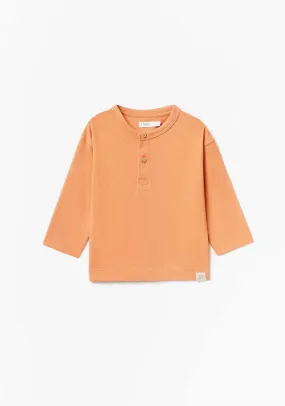 Baby Boy  Plain Button Tshirt Orange - Orange