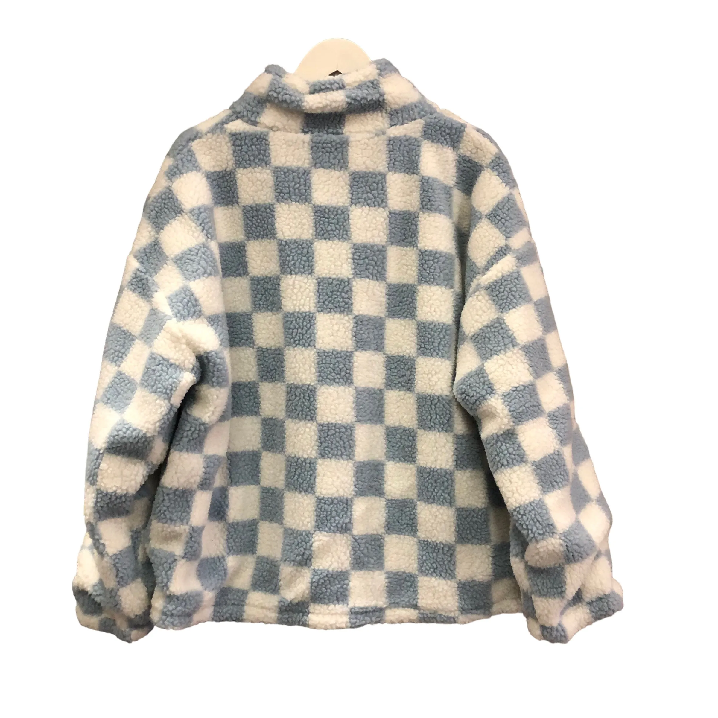 BACK IN STOCK! Reversible Blue and White Checkered Print Fleece Jacket