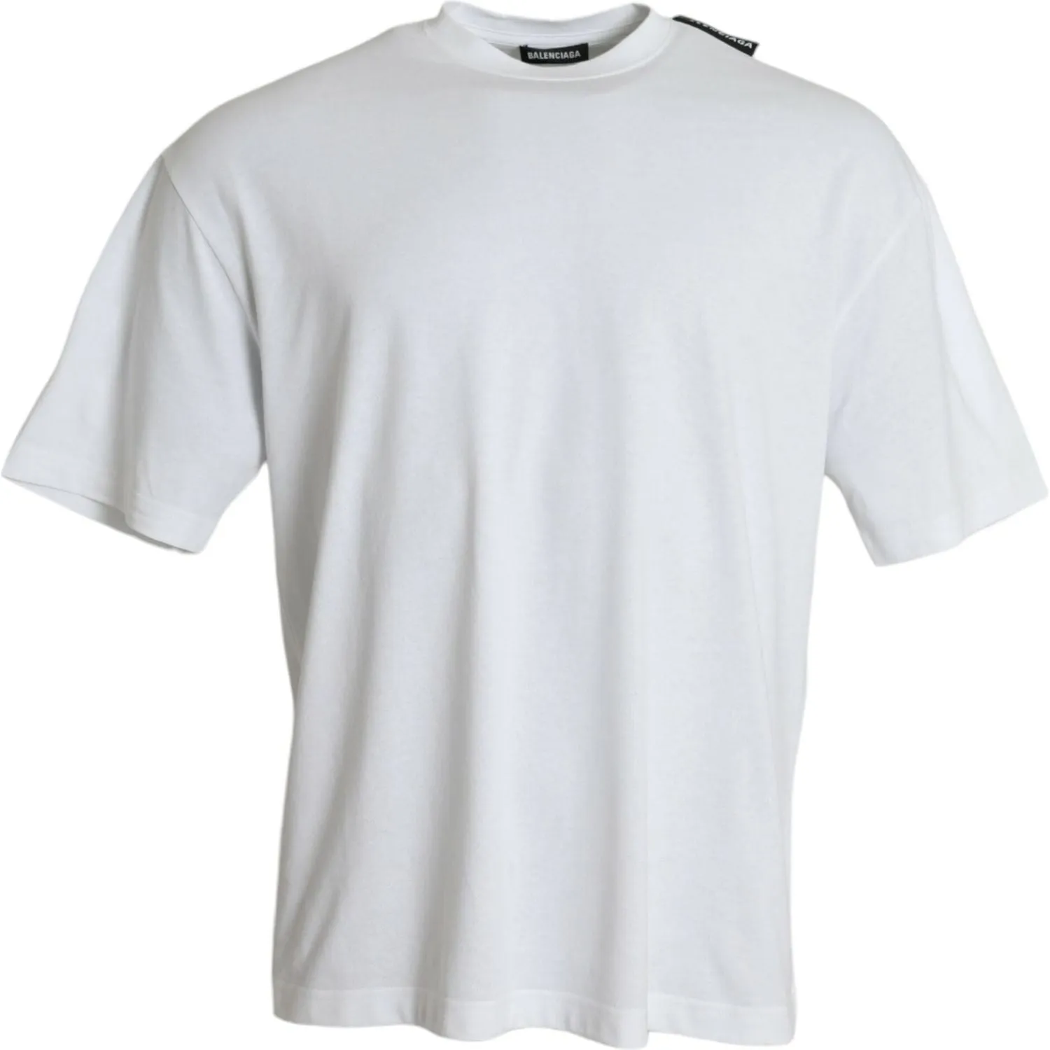 Balenciaga Off White Cotton Jersey Round Neck T-shirt