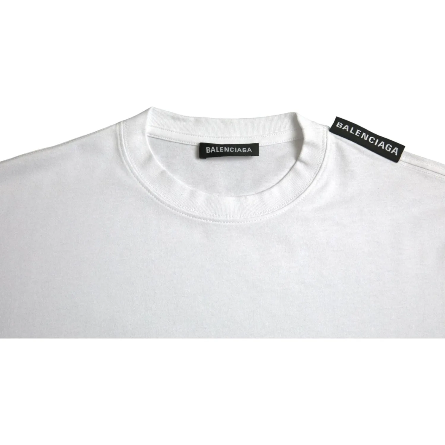 Balenciaga Off White Cotton Jersey Round Neck T-shirt