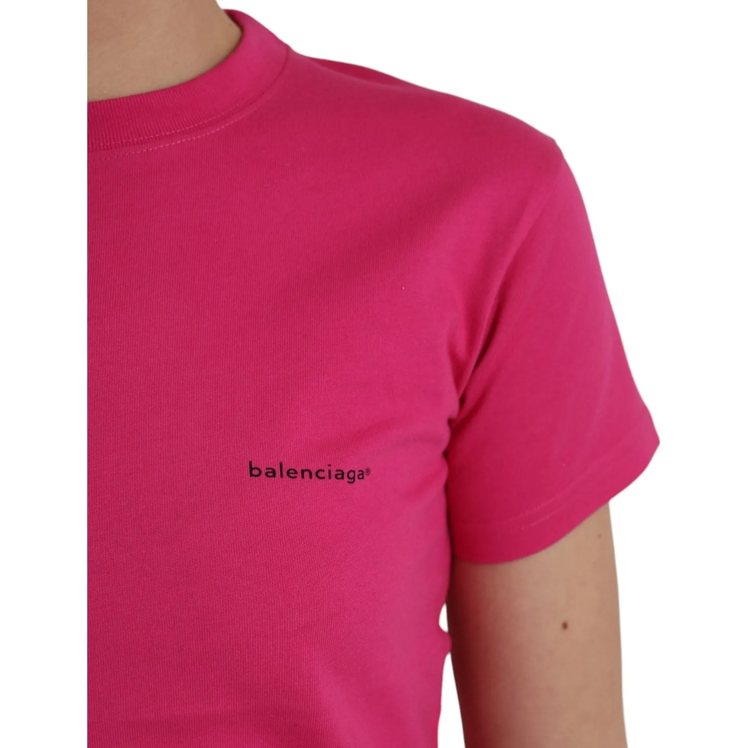 Balenciaga Pink Cotton Crew Neck Short Sleeves Tee T-shirt