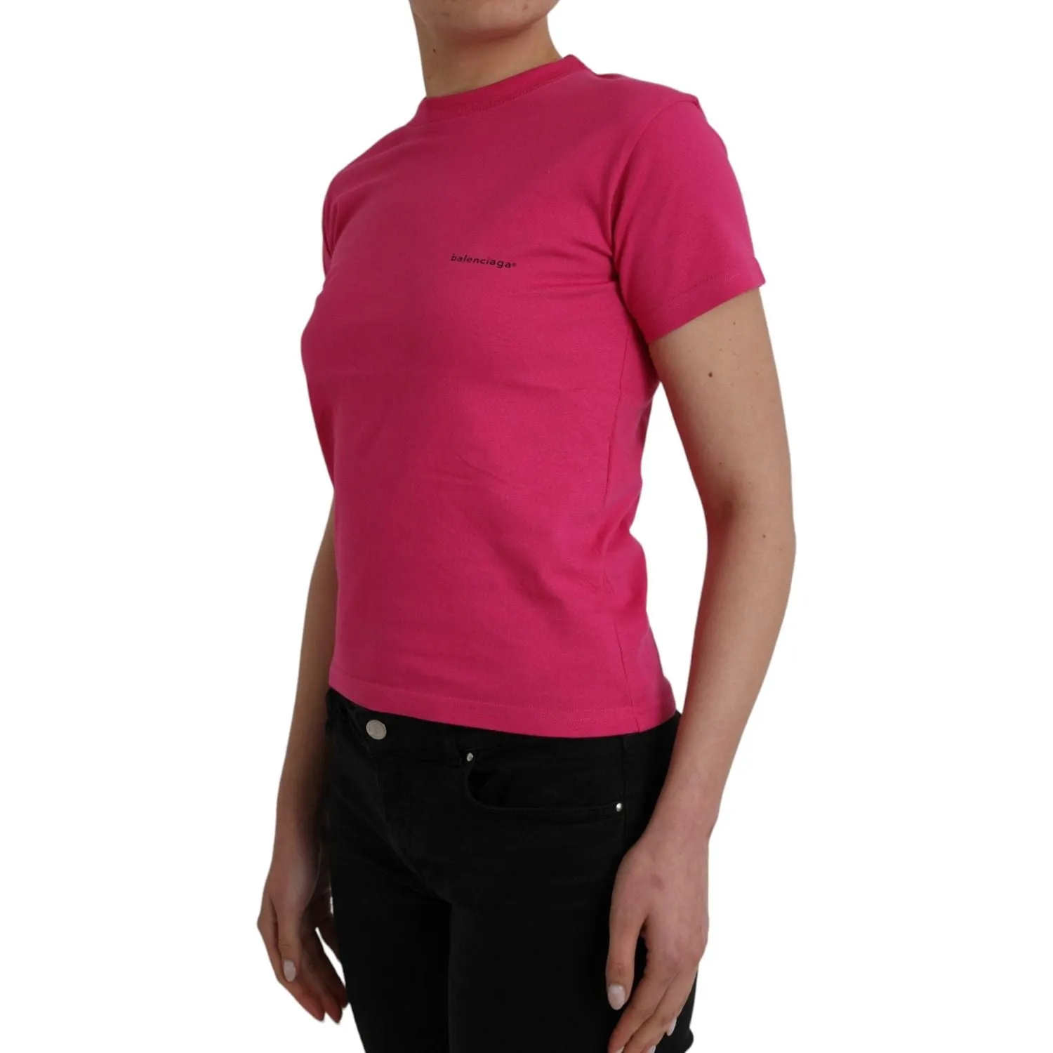 Balenciaga Pink Cotton Crew Neck Short Sleeves Tee T-shirt