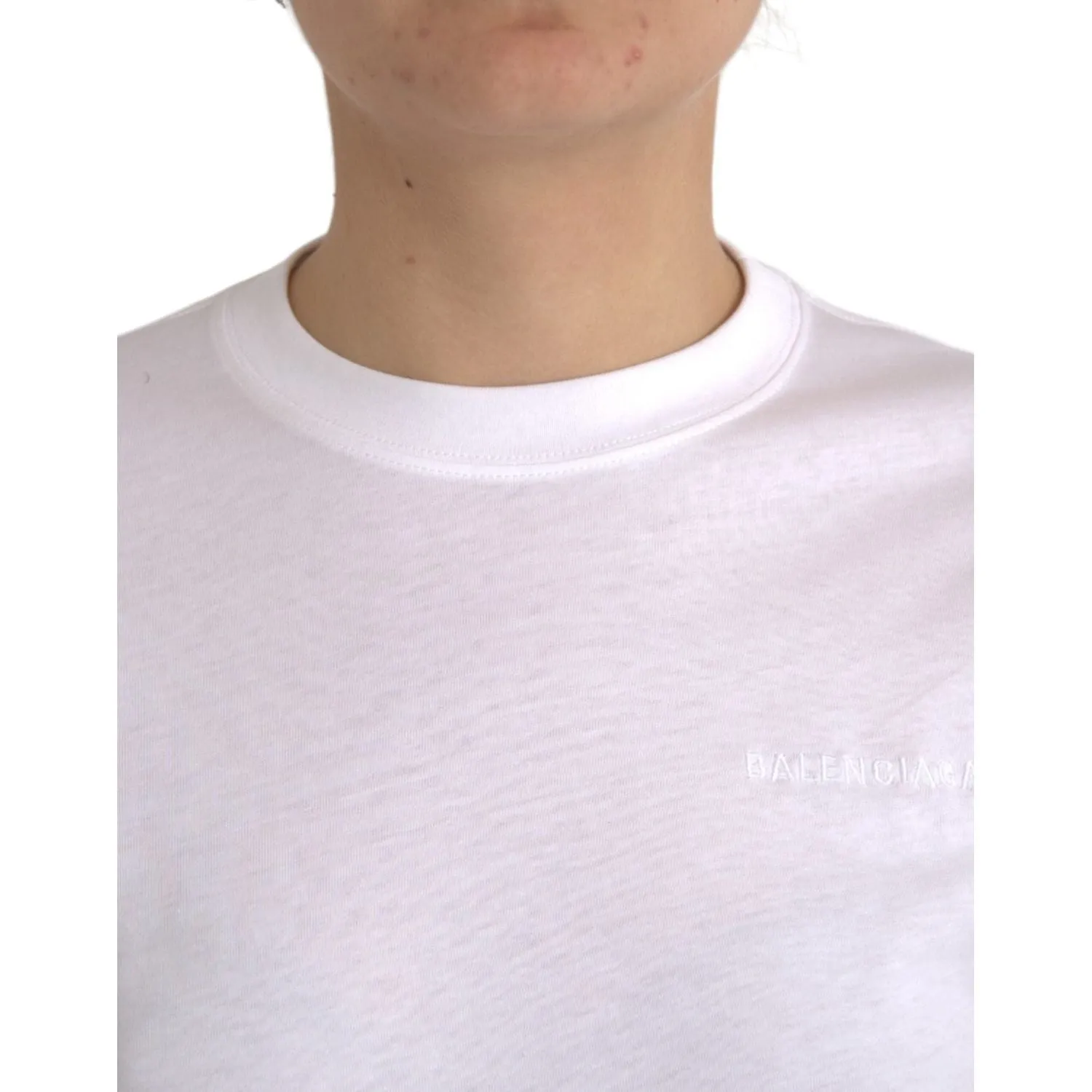 Balenciaga White Cotton Crew Neck Short Sleeves T-shirt