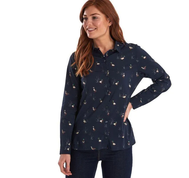 Barbour Brecon Duck Print Ladies Shirt - Navy