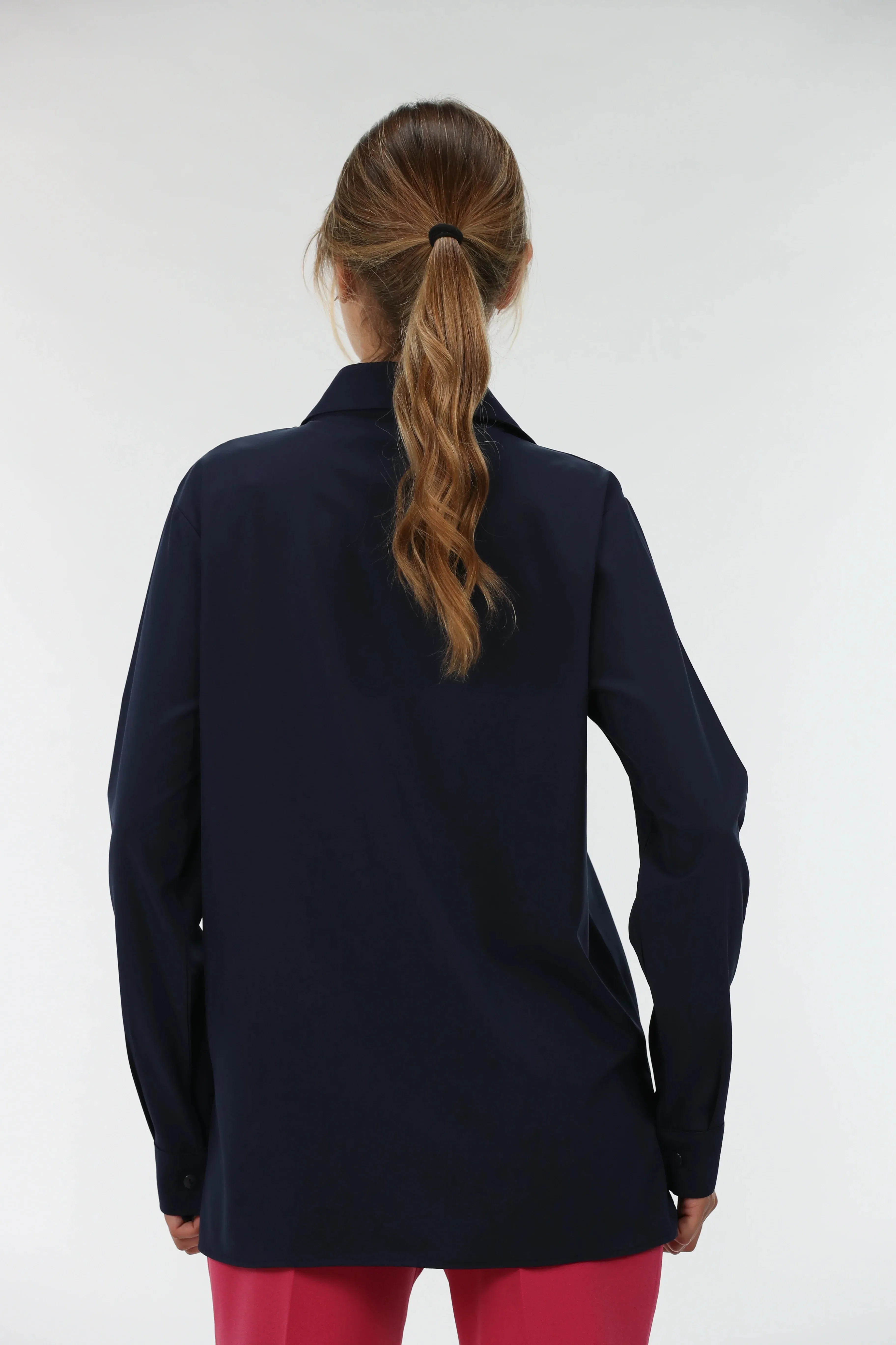 Basic Long Sleeves Navy Shirt