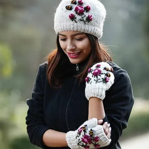 Bees & Flowers Knit Beanie