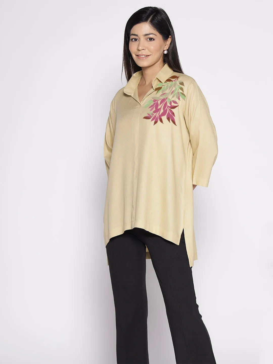 Beige Rayon ShirtTop - Lamium