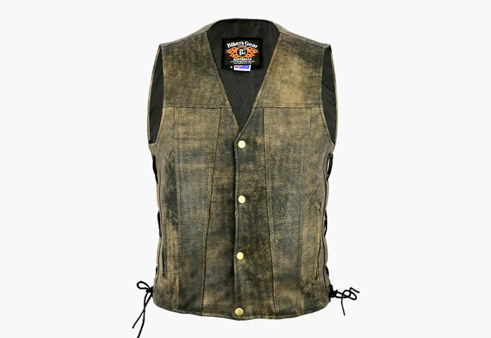 BGA Copper Men Motorcycle Vest Brown