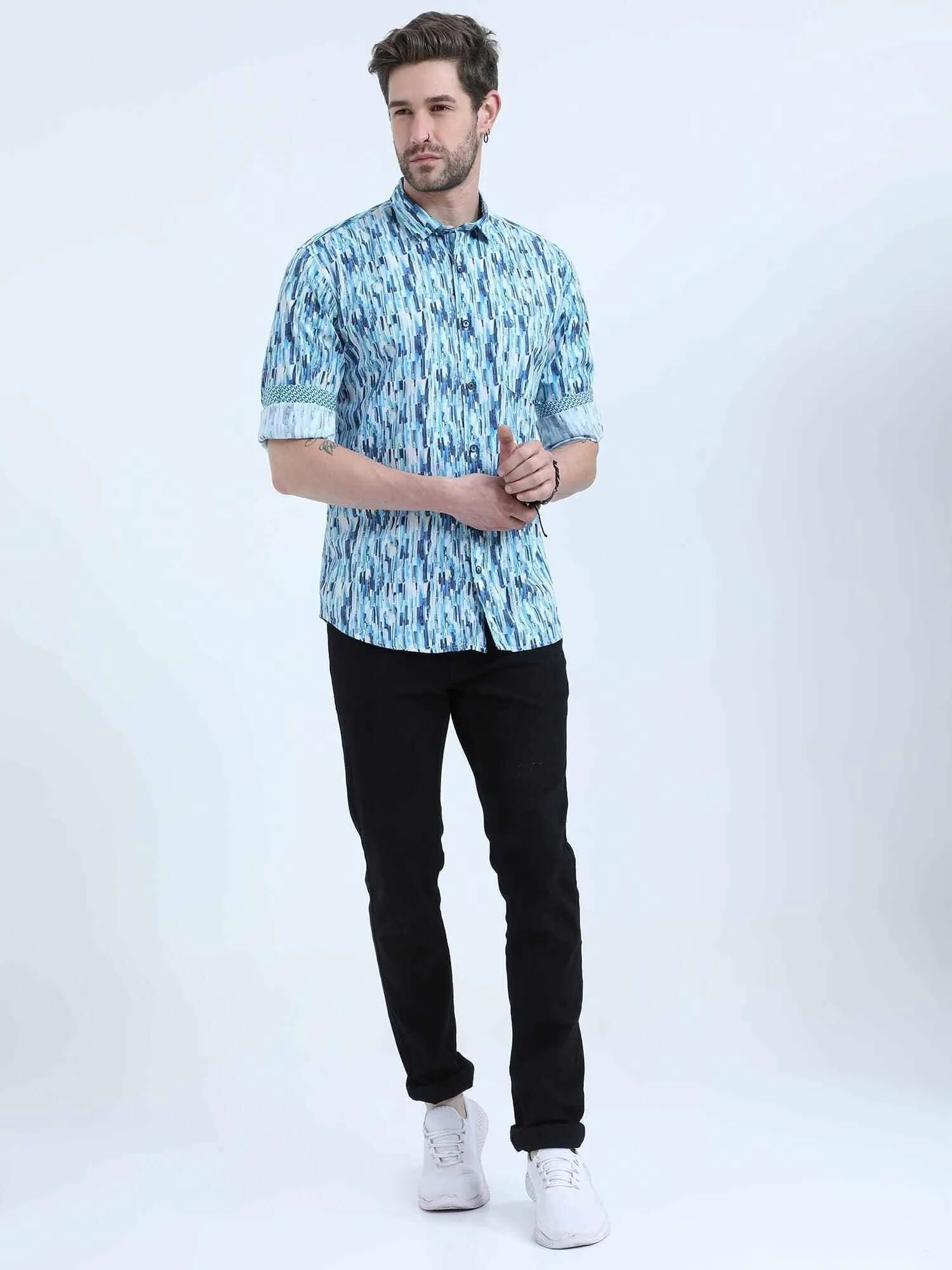 Blue Terrain Digital Printed Full Shirt