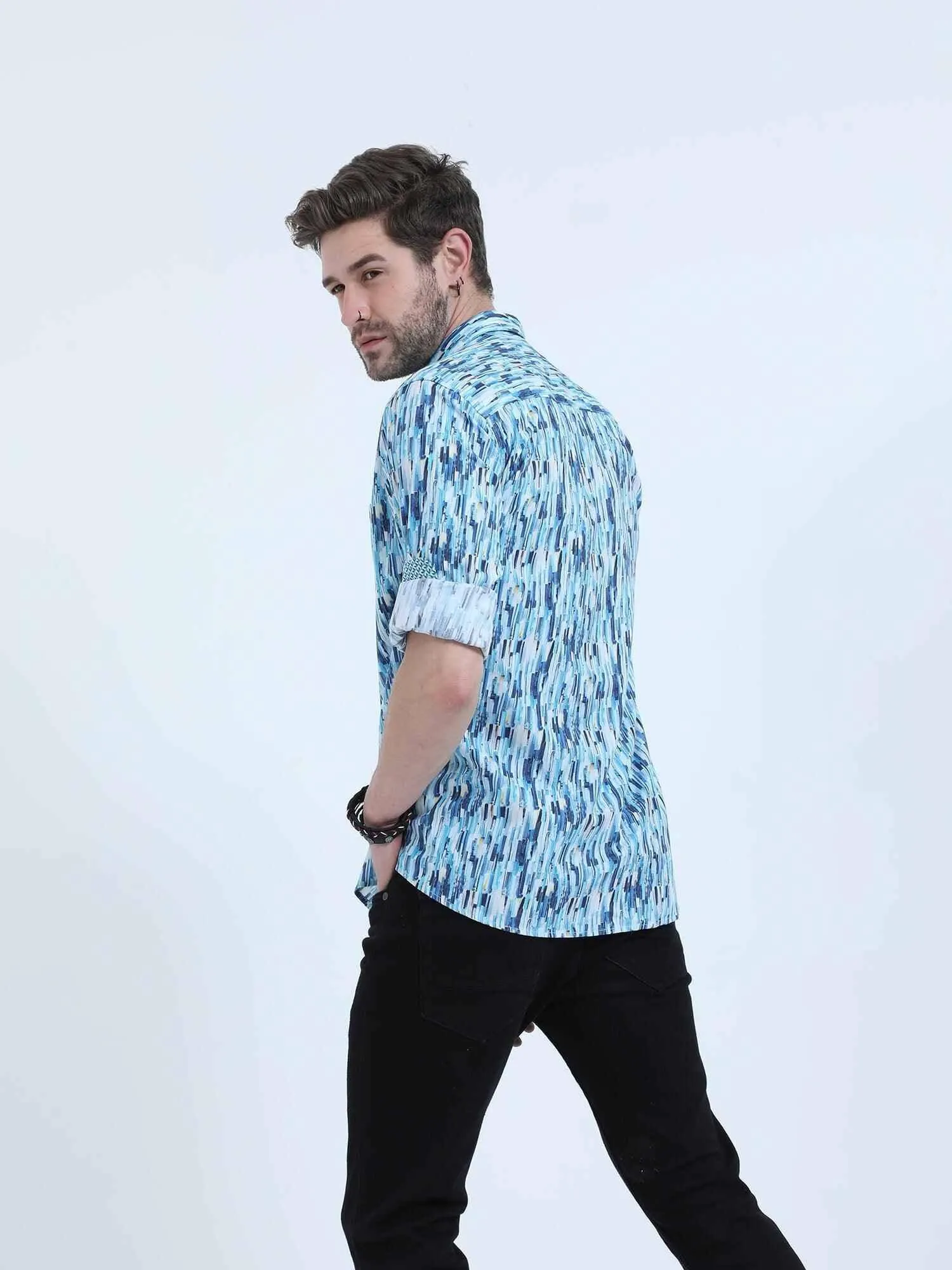 Blue Terrain Digital Printed Full Shirt