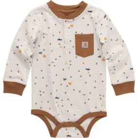 Boys' Long-Sleeve Printed Henley Bodysuit (Infant)