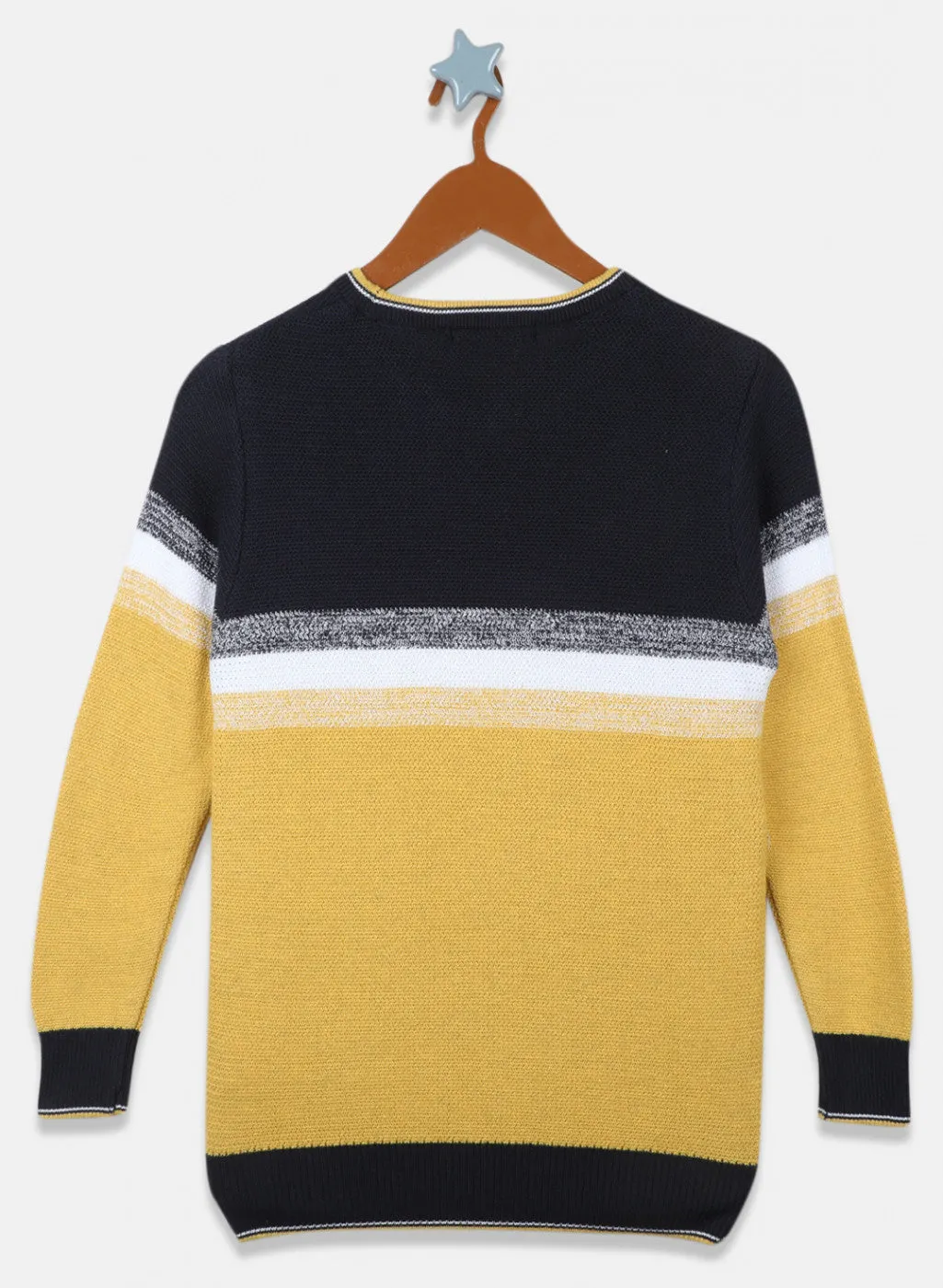 Boys Mustard & Navy Solid Pullover