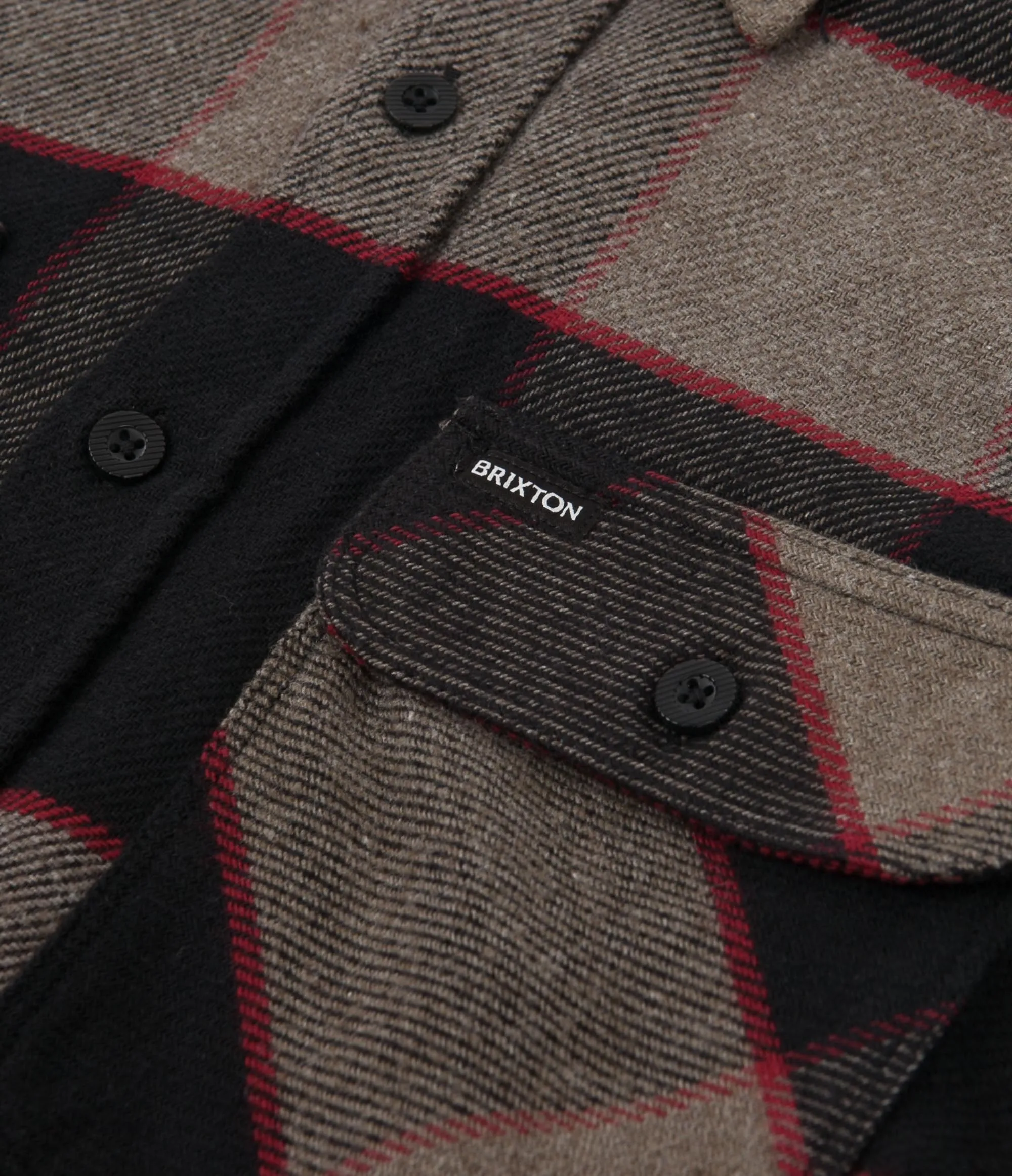 Brixton Bowery Long Sleeve Flannel Shirt - Heather Grey / Charcoal