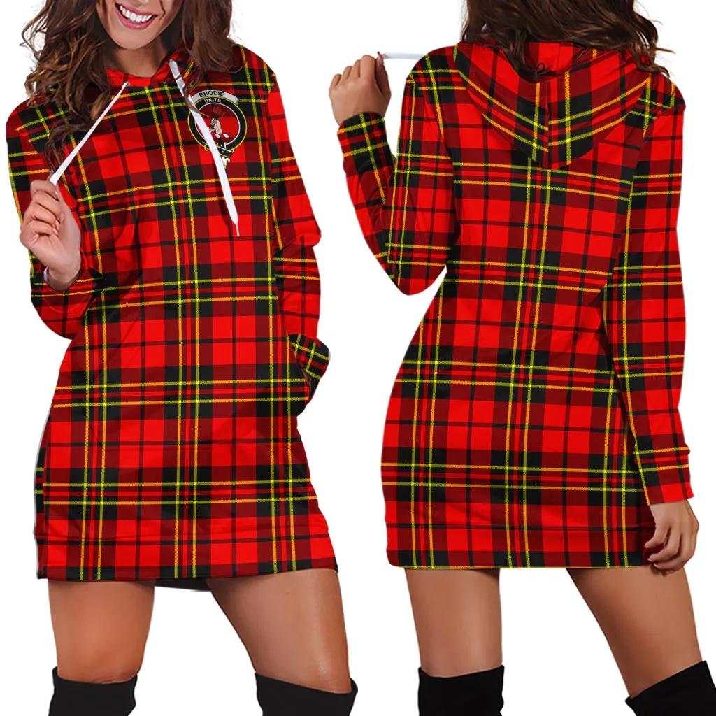 Brodie Modern Tartan Hoodie Dress with Family Crest