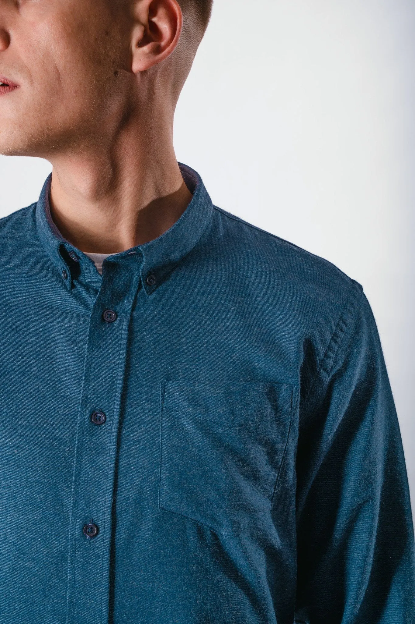 Brok Flannel Melange Shirt - Dark Navy