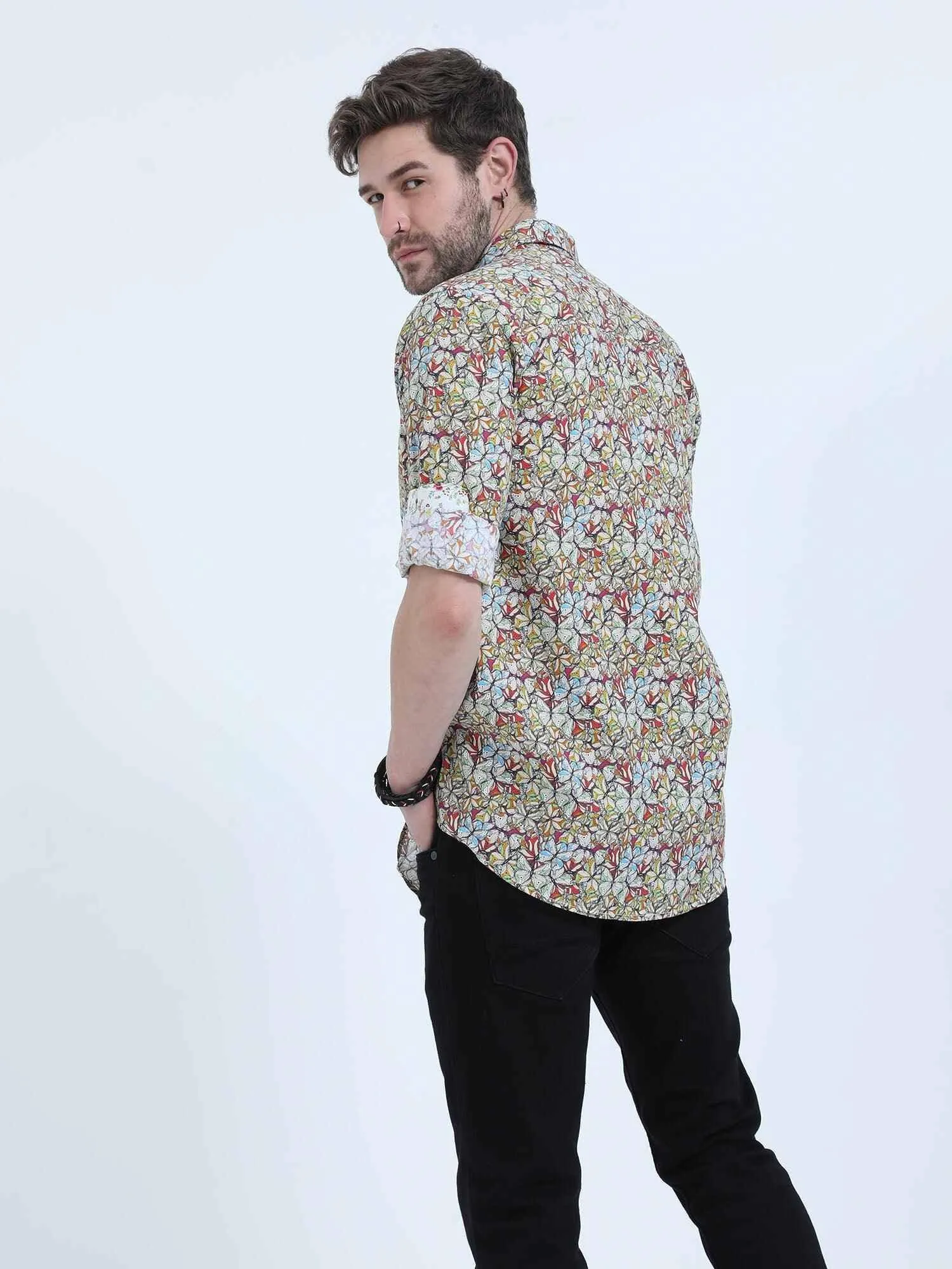 Butterfly Mosaic Digital Printed Full Shirt