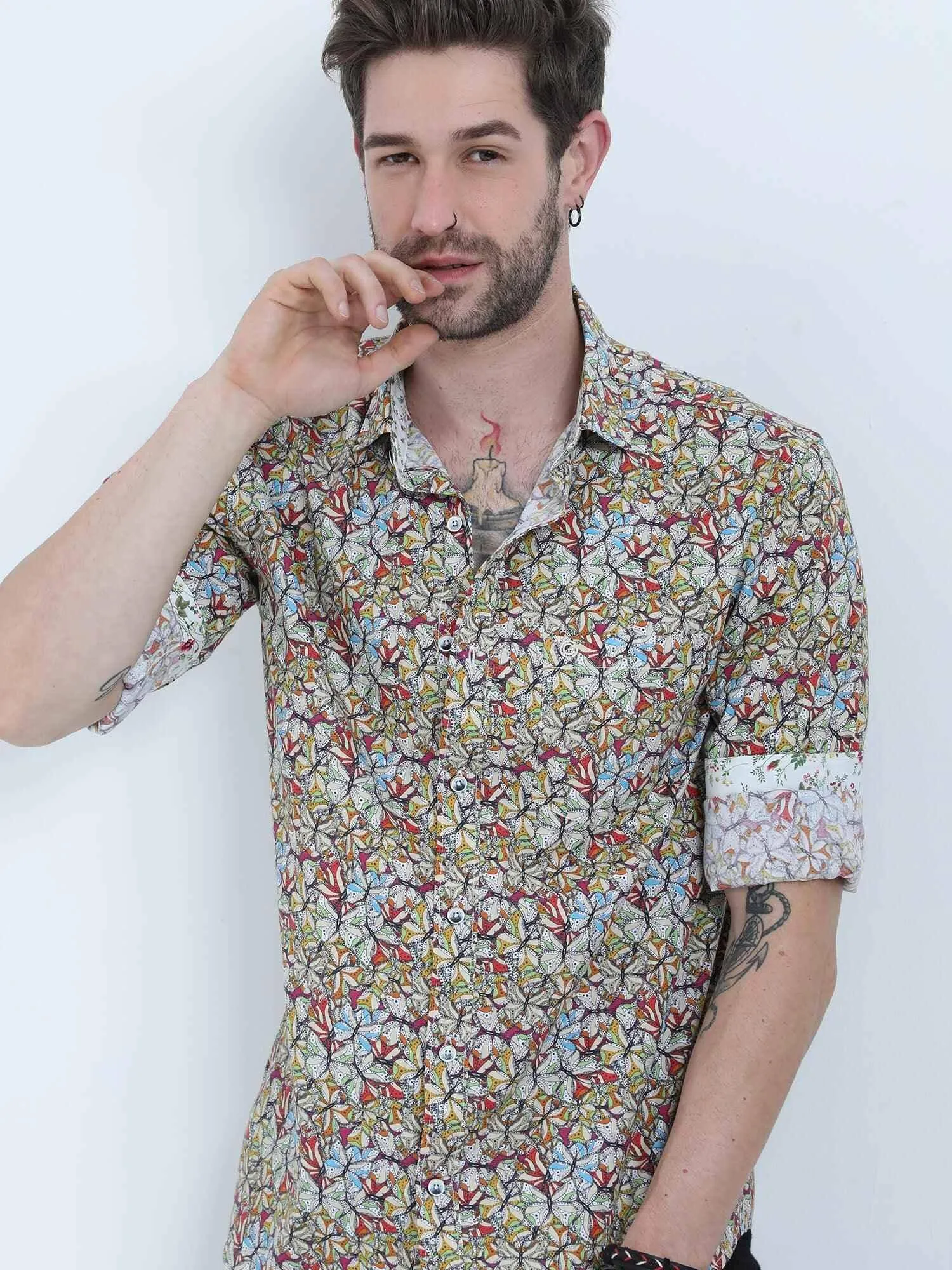 Butterfly Mosaic Digital Printed Full Shirt