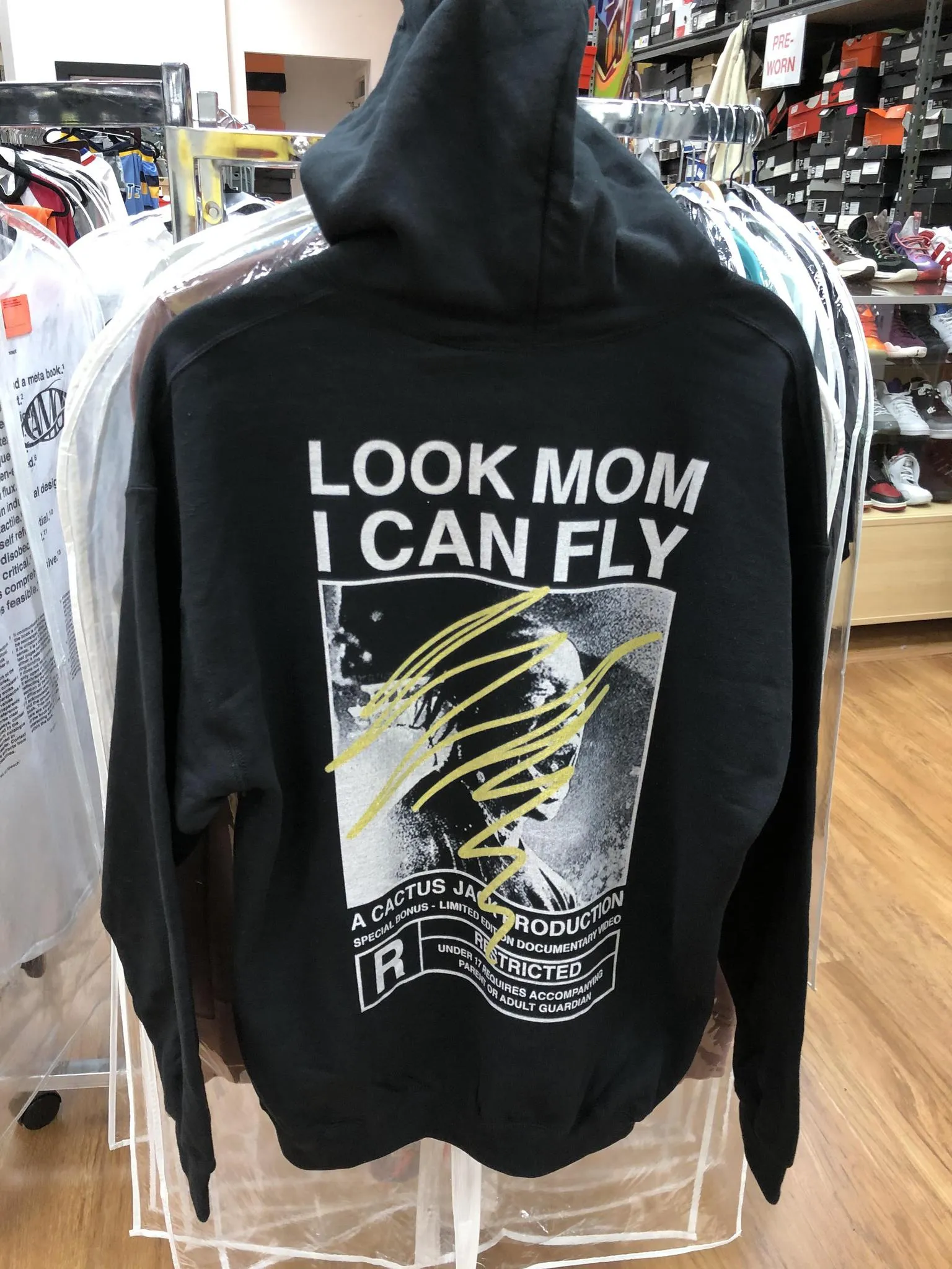 Cactus Jack Look Mom i can fly Gold swiggle hoodie